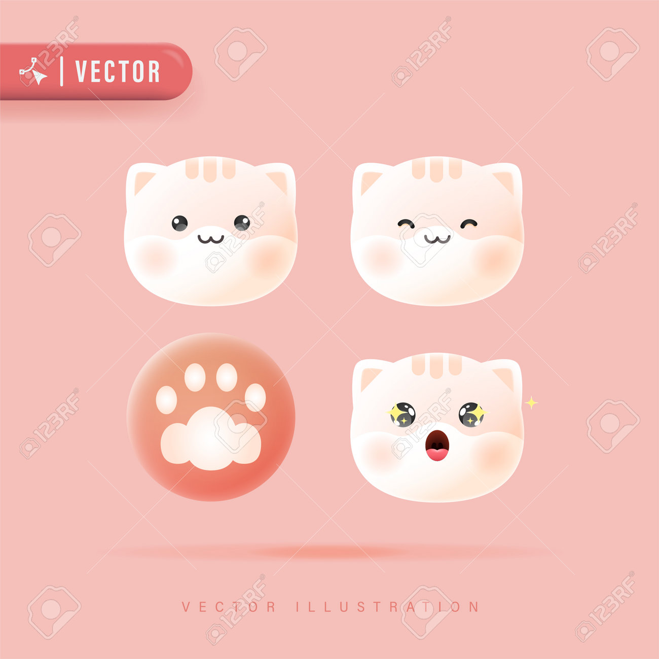 cute cats icon set, Stock vector