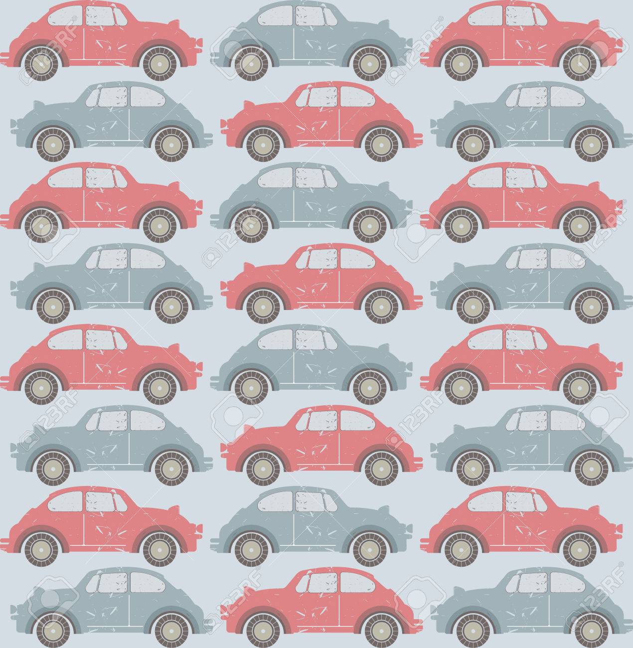 紙 リネン 壁紙 ティッシュ デザイン生地より創造的なデザインのため 明るい青の背景に古い車とのシームレスなパターンを使用できます のイラスト素材 ベクタ Image