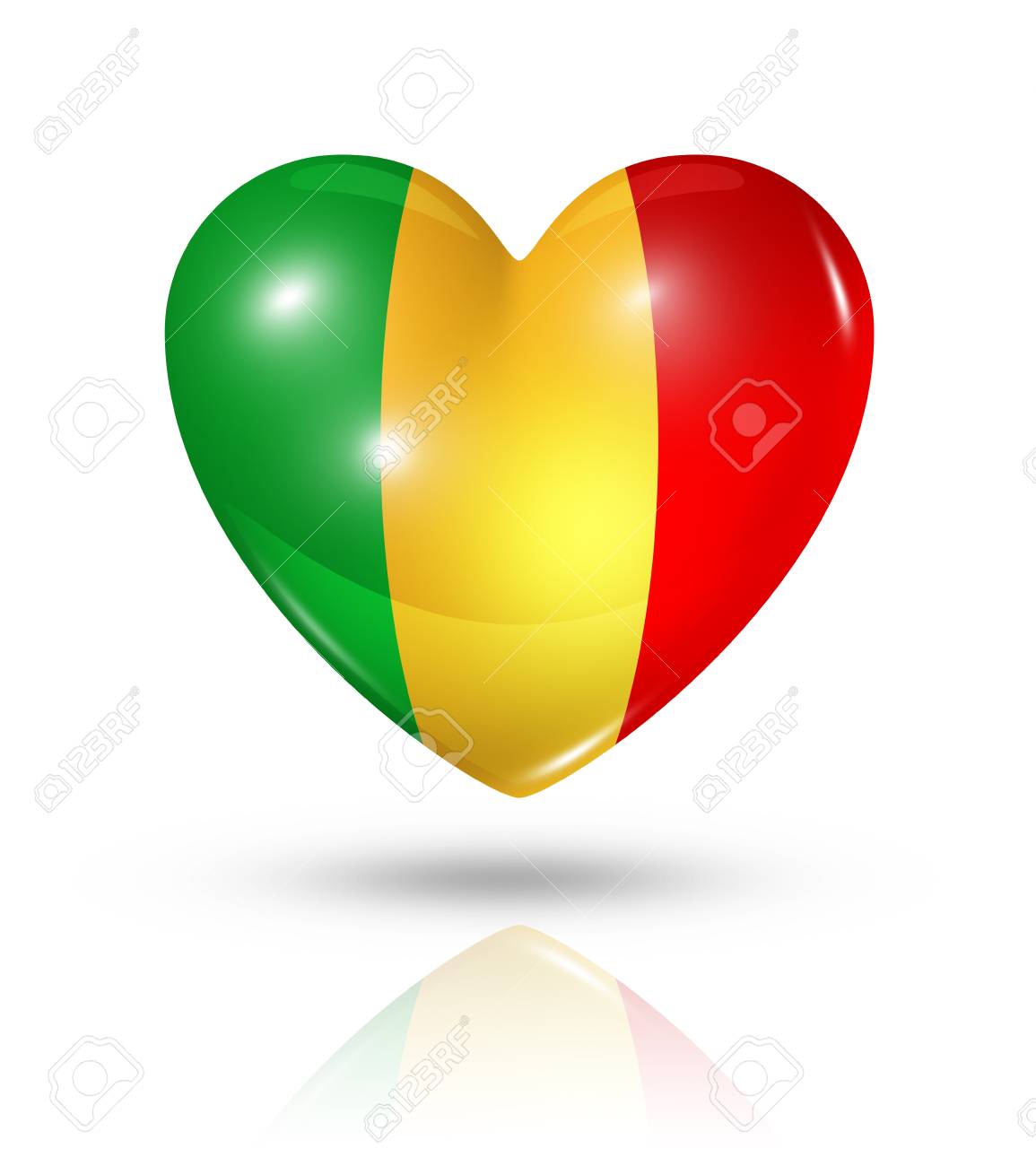 Symbole D Amour Mali Icone De Drapeau Du Coeur 3d Isole Sur Blanc Banque D Images Et Photos Libres De Droits Image