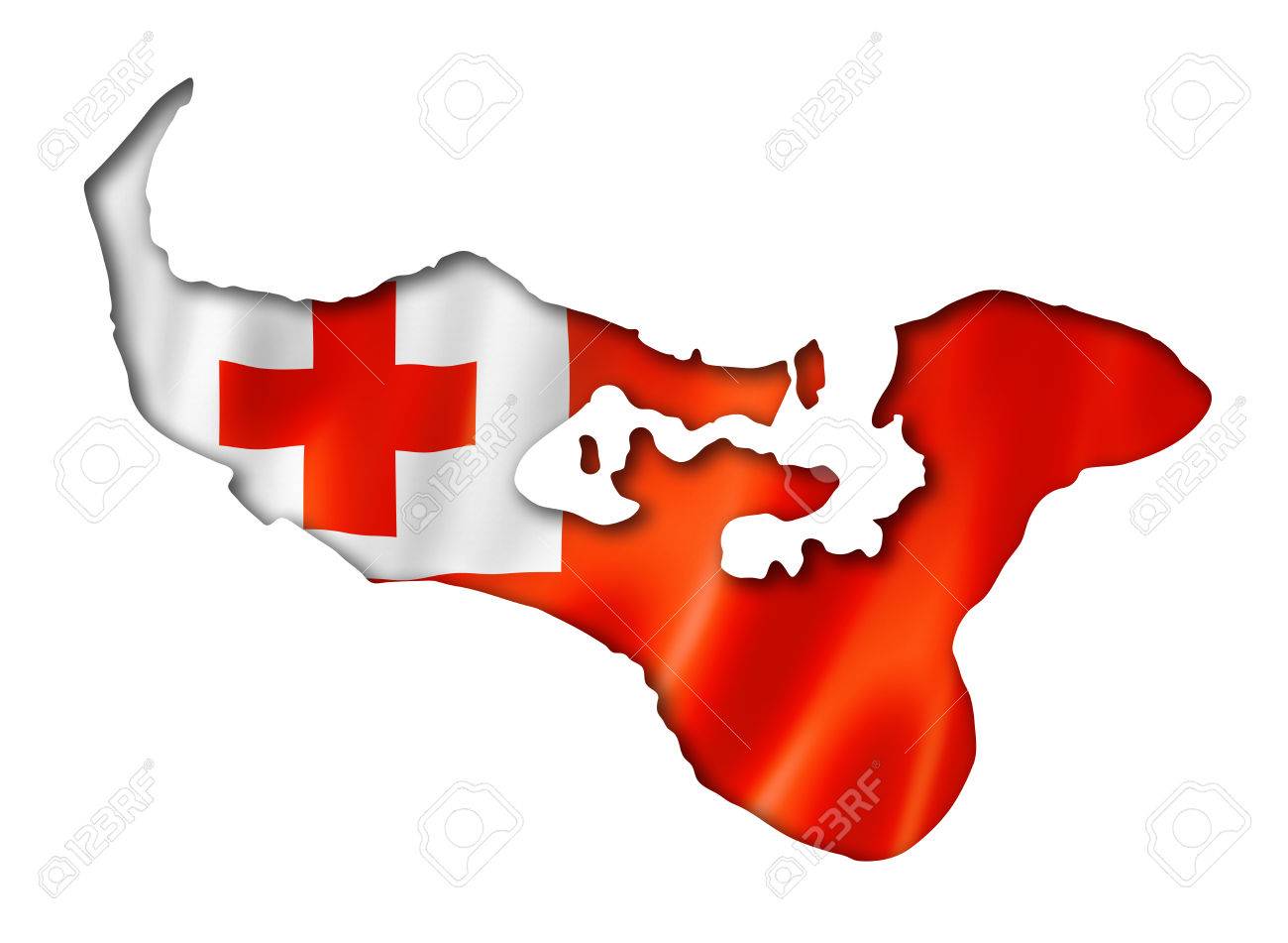 tonga flag map three dimensional render isolated on white stock