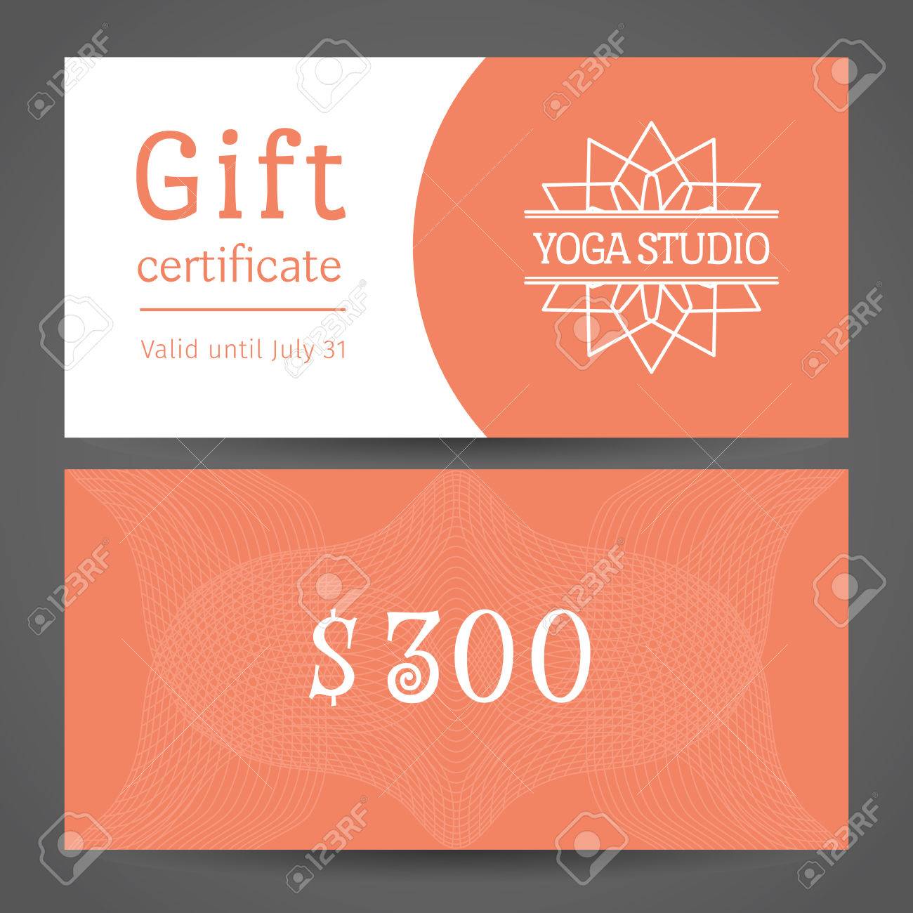 yoga ornamental gift certificate vector editable template include