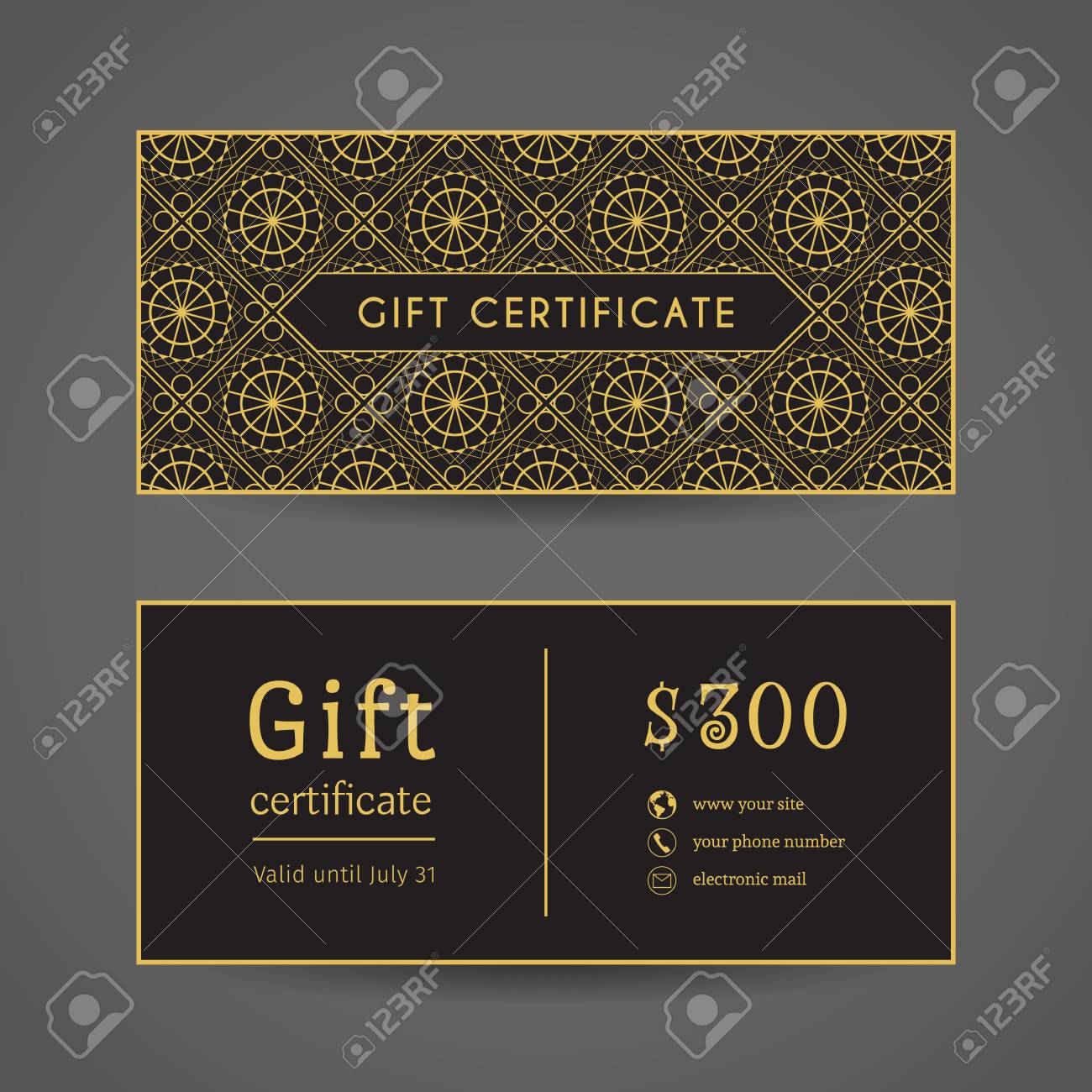 vintage ornamental gift certificate editable template include