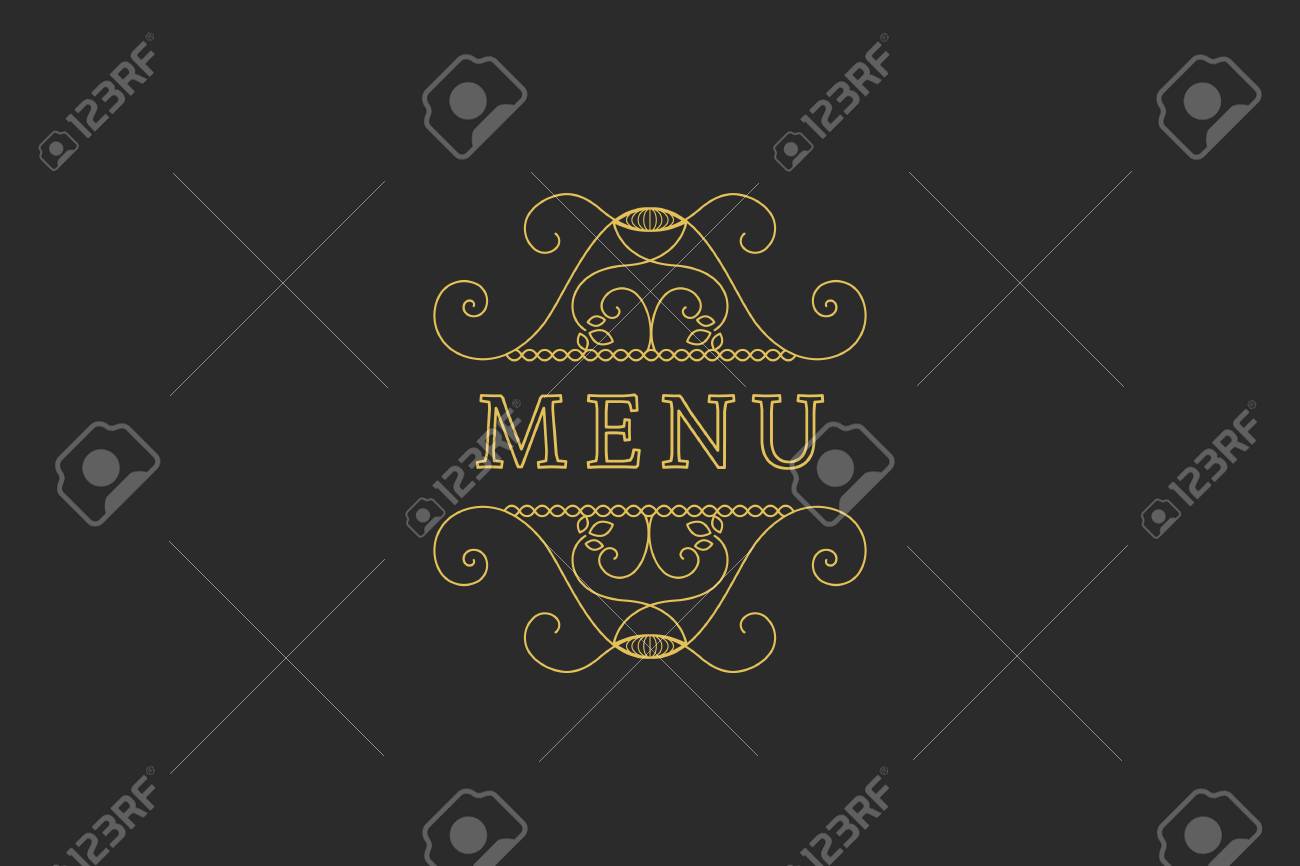 暗い背景にレストランのメニュー見出しです ベクトル ビンテージ デザイン のイラスト素材 ベクタ Image