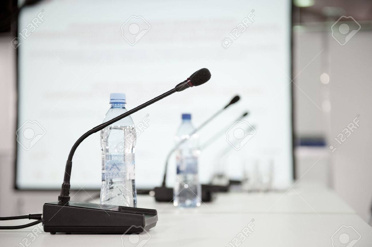 Table microphone at conference hall - 45162319 Table microphone at conference hall - 45162319