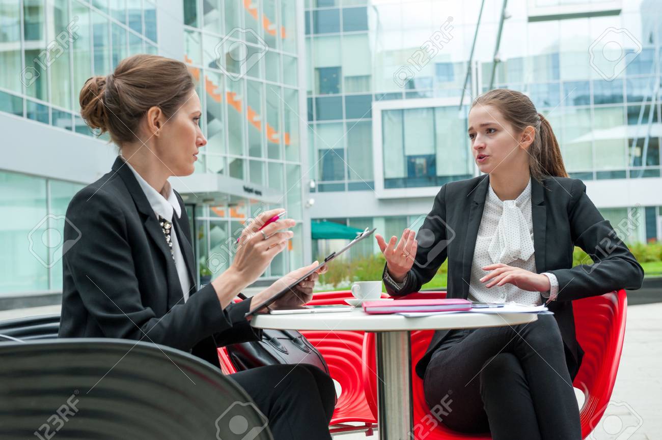 Young business woman job interview - 47345944 Young business woman job interview - 47345944