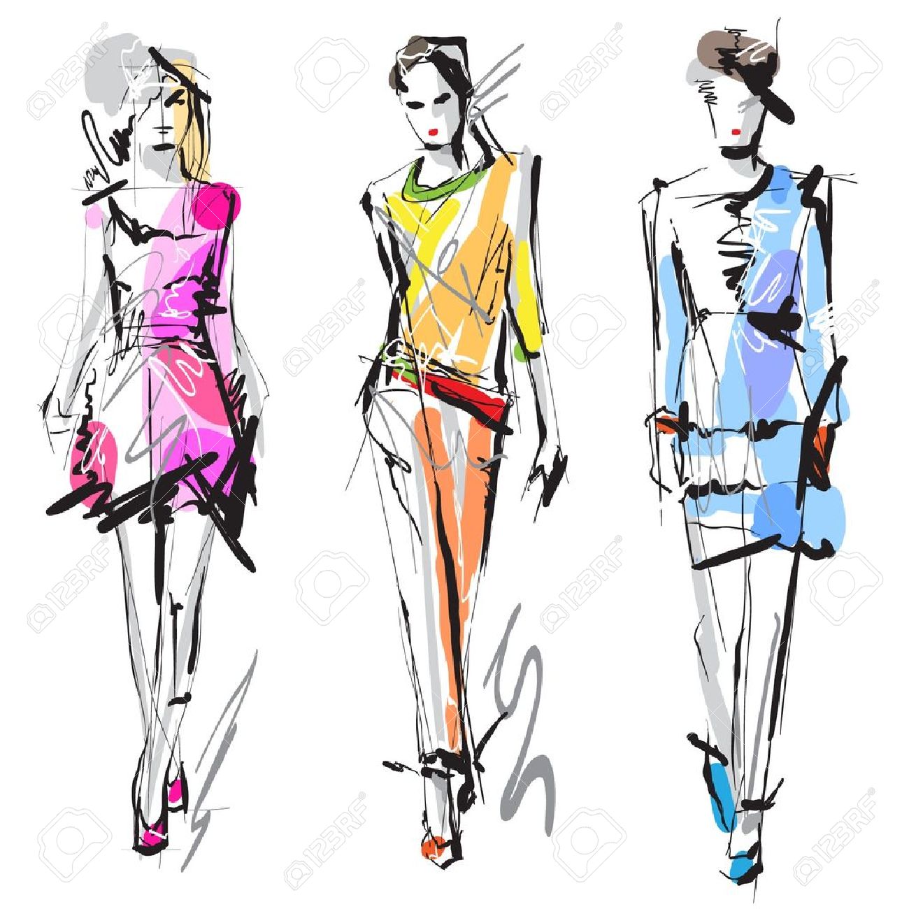 fashion models sketch royalty free cliparts vectors and stock sketches models