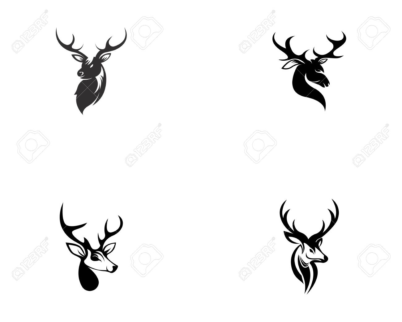 Deer Head Set Icon Silhouette Logo Design Minimalist Template Royalty Free SVG, Cliparts, Vectors, and Stock Illustration. Image 129095516. for Free Deer Head Silhouette Printable