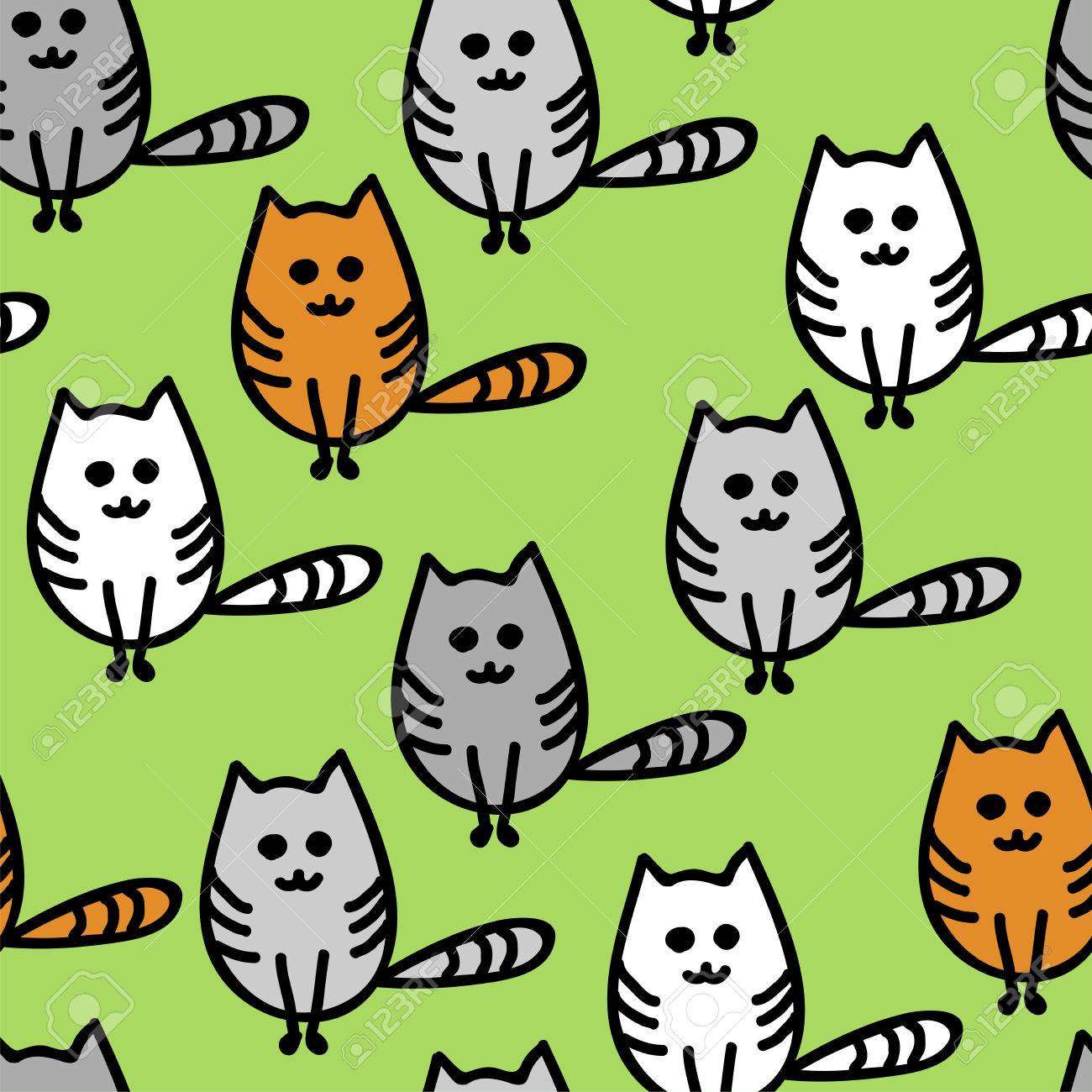 Vecteur Des Chatons De Dessin Animé Des Chats Modèle Sans Couture Avec Des Chatons Drôles Mignons De Différentes Couleurs