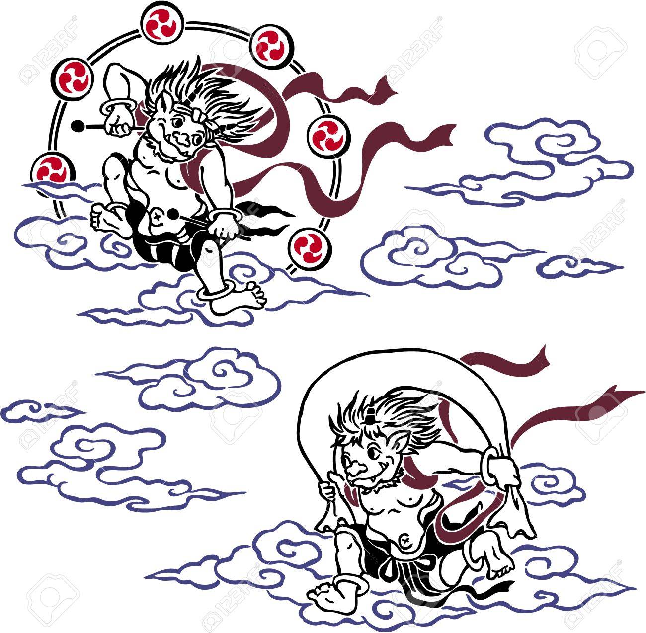 風と雷の神の神 のイラスト素材 ベクタ Image 風と雷の神の神 のイラスト素材 ベクタ Image