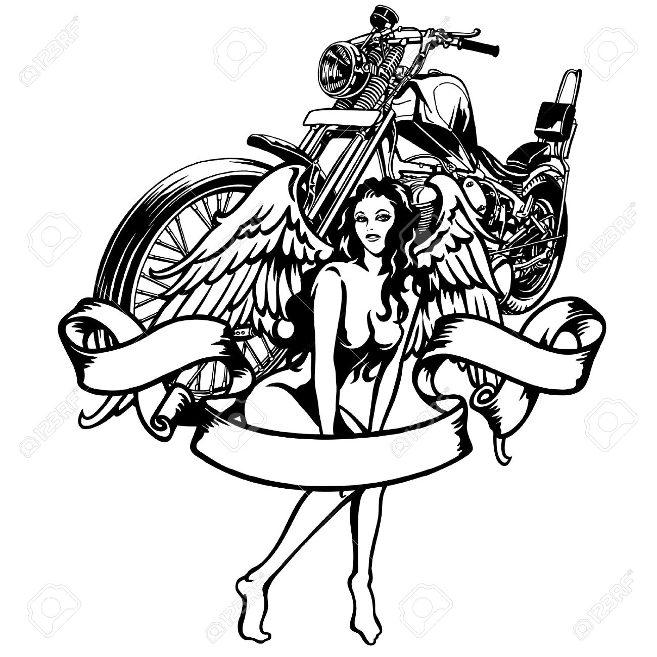 Vector - woman and a motorcycle