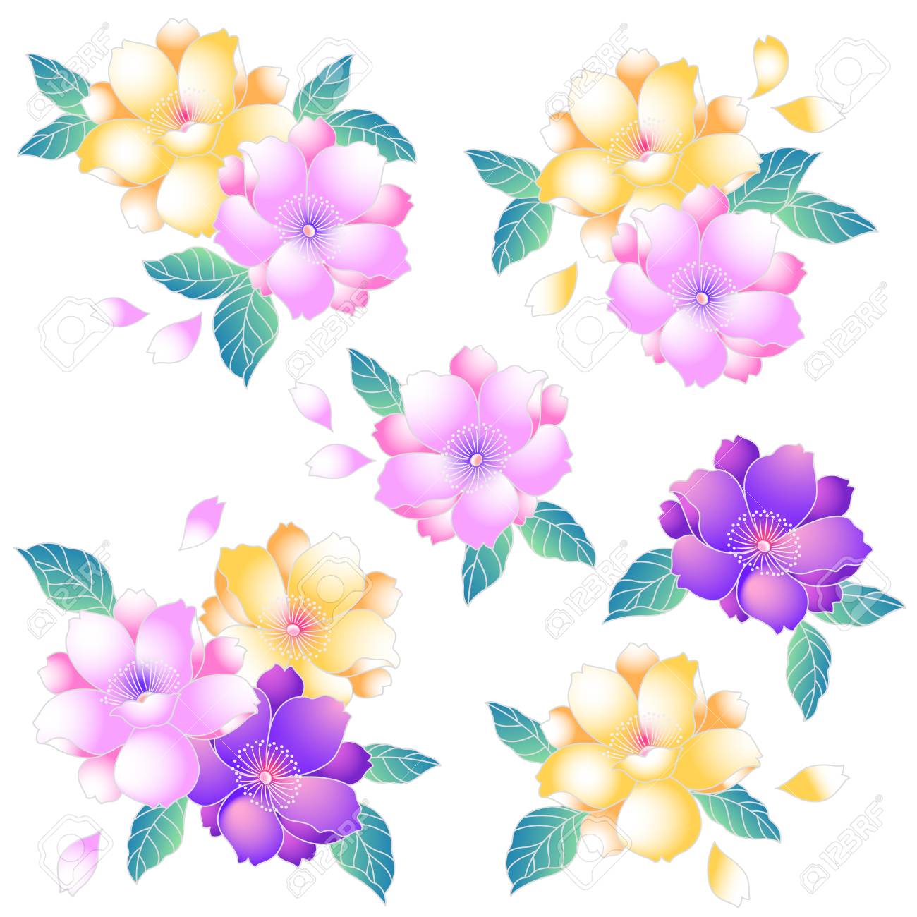 和風桜の花 のイラスト素材 ベクタ Image