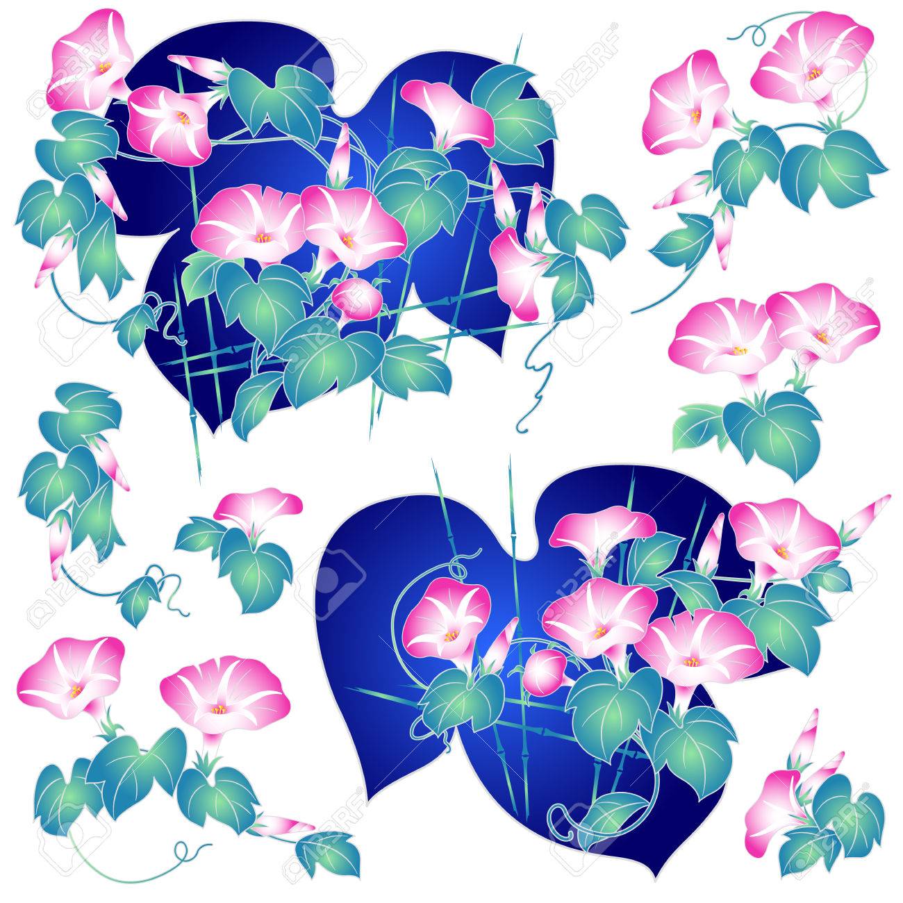 和風朝顔 のイラスト素材 ベクタ Image