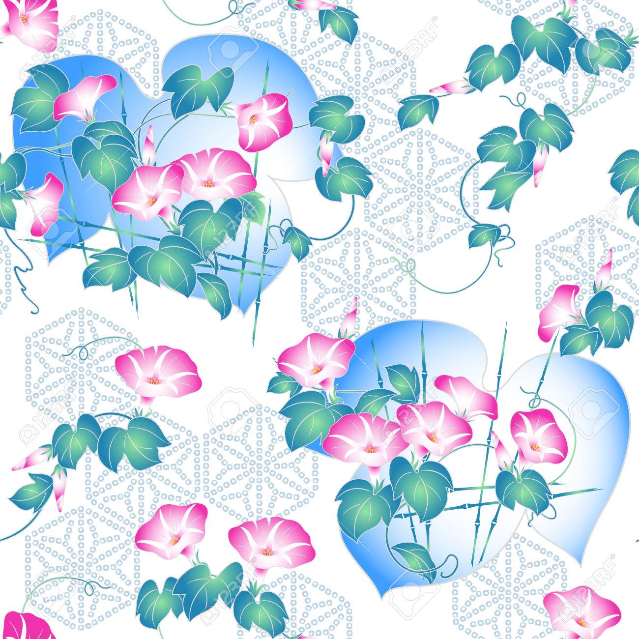 和風朝顔パターン のイラスト素材 ベクタ Image