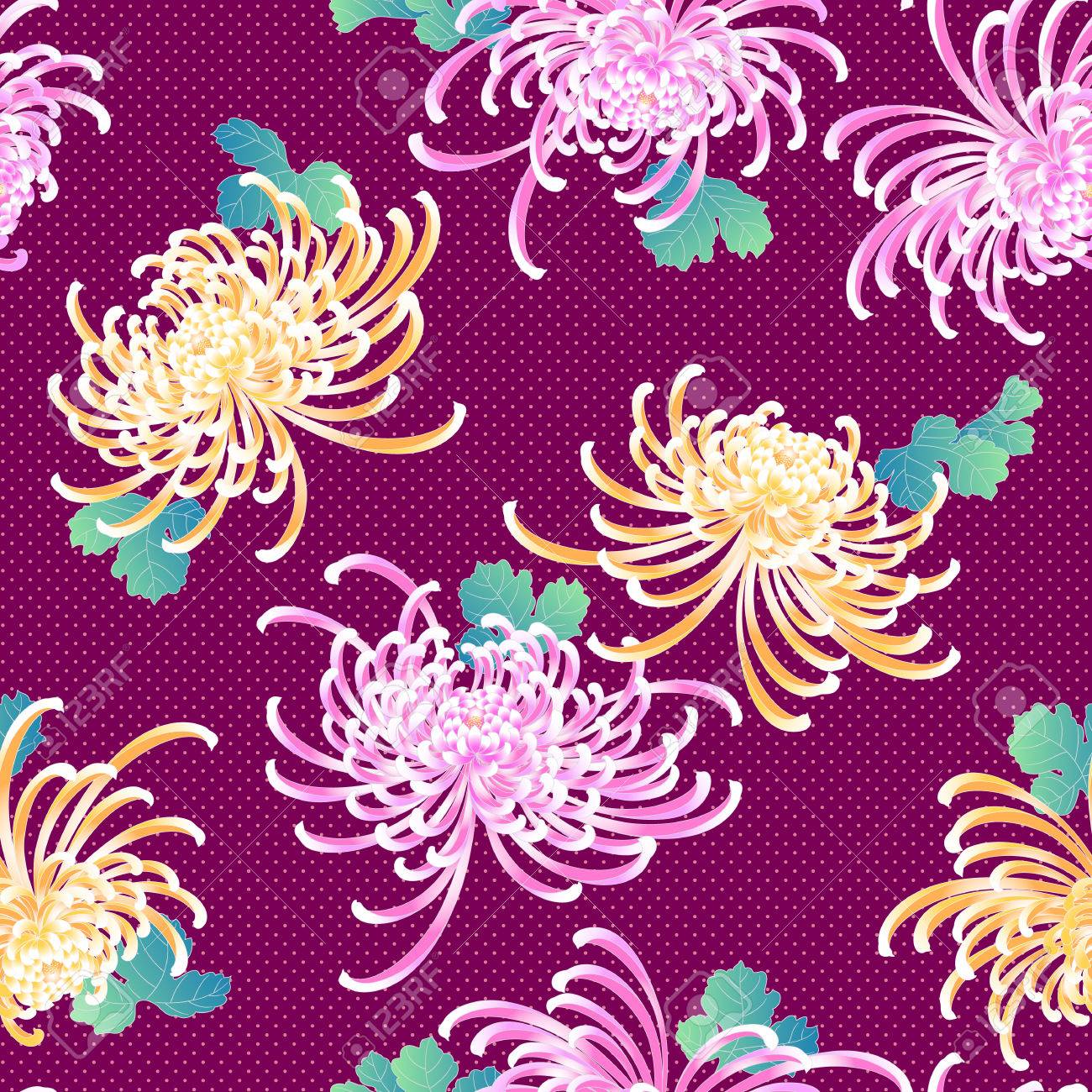 和風の菊の花のパターンのイラスト素材 ベクタ Image