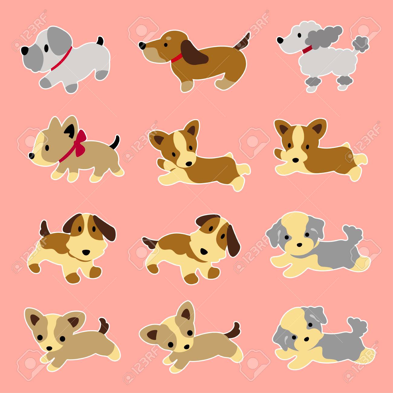 ピンクの背景の犬のイラスト のイラスト素材 ベクタ Image