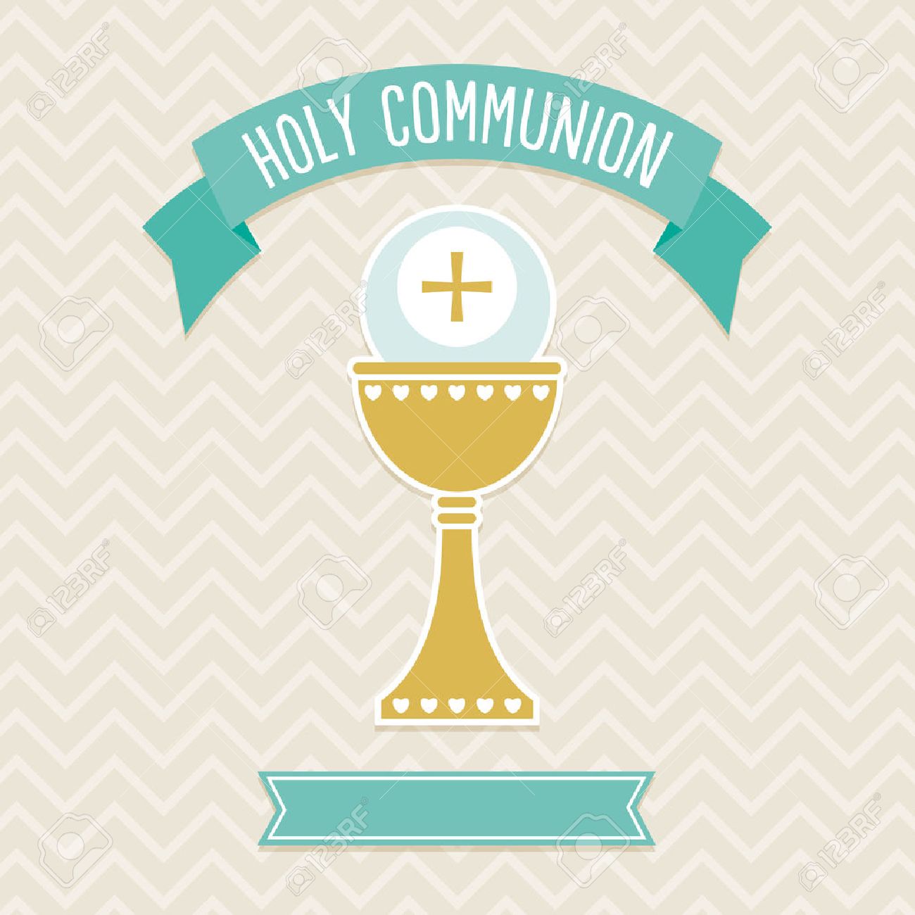 First Holy Communion Card Template In Cream And Aqua With Copy Space For Personalizing Royalty Free Cliparts Vectors And Stock Illustration Image 24910911