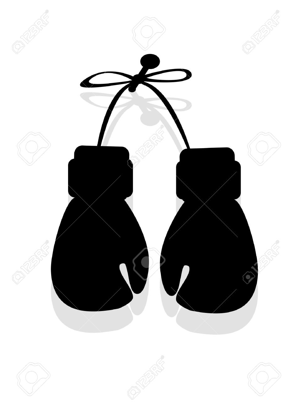 silhouette of boxing gloves in the vector royalty free cliparts