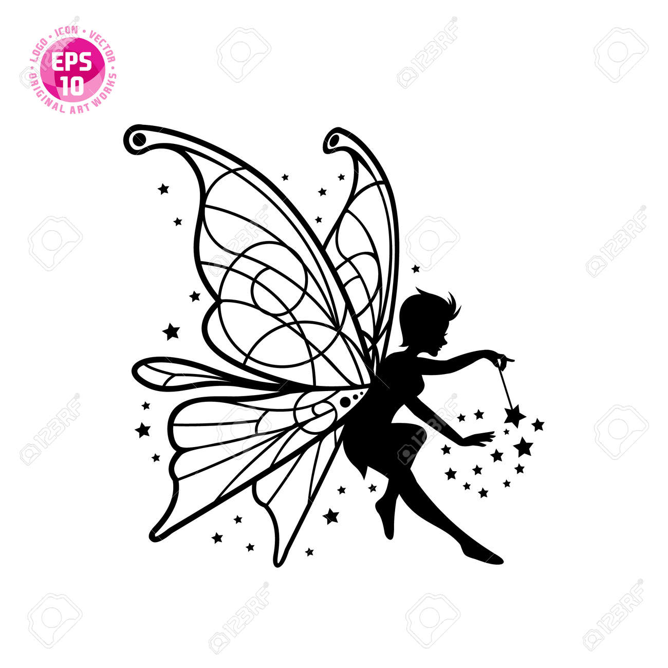 Beautiful Fairy Silhouette Vector Template. suitable For Logos, Backgrounds, Wallpapers And Others. Royalty Free SVG, Cliparts, Vectors, and Stock Illustration. Image 170328730. beautiful-fairy-silhouette-vector-template-suitable-for-logos-backgrounds-wallpapers-and-others-royalty-free-svg-cliparts-vectors-and-stock-illustration-image-170328730