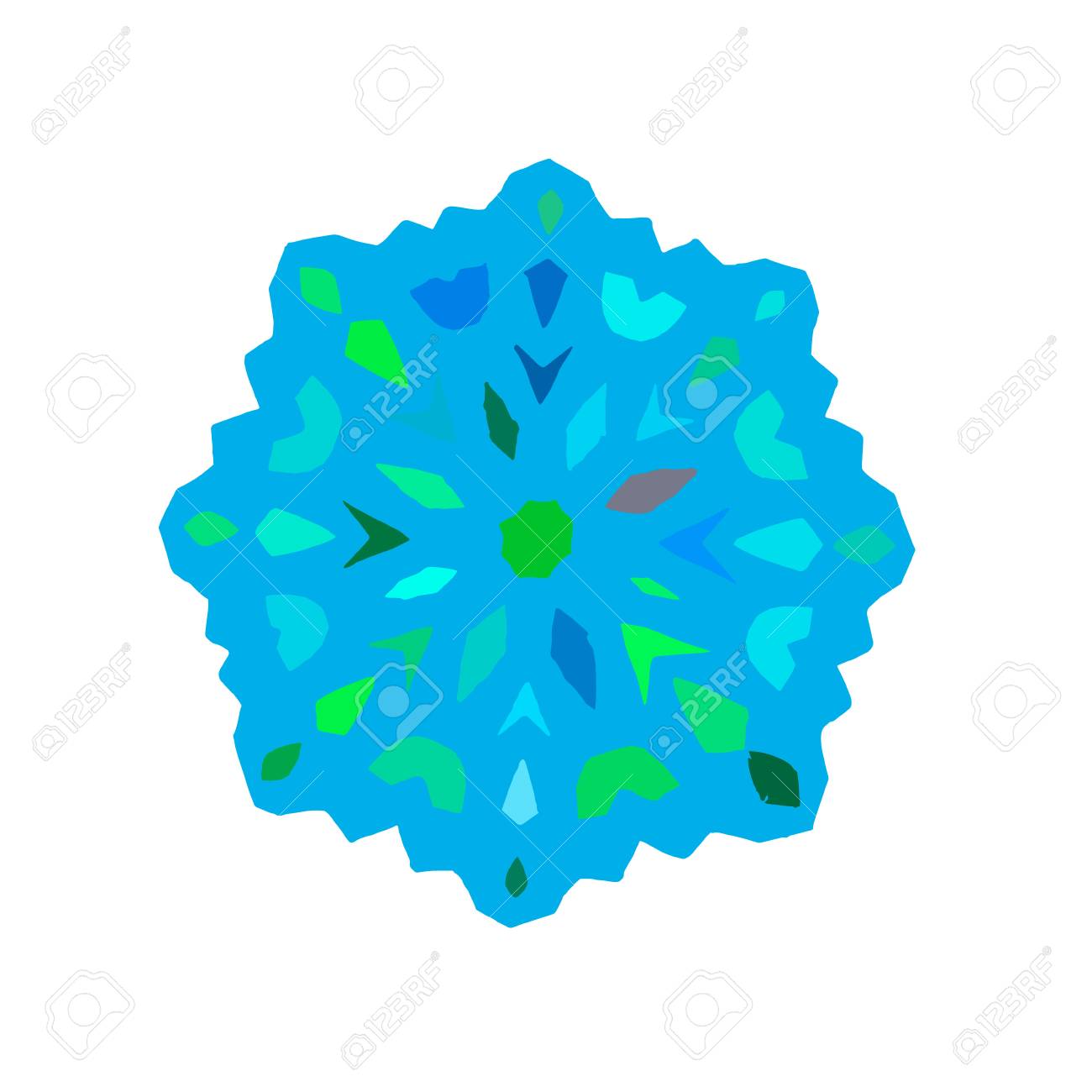 Icona Del Fiocco Di Neve Tema Natale E Inverno Disegno Piano Colorato Semplice Su Una Priorità Bassa Bianca