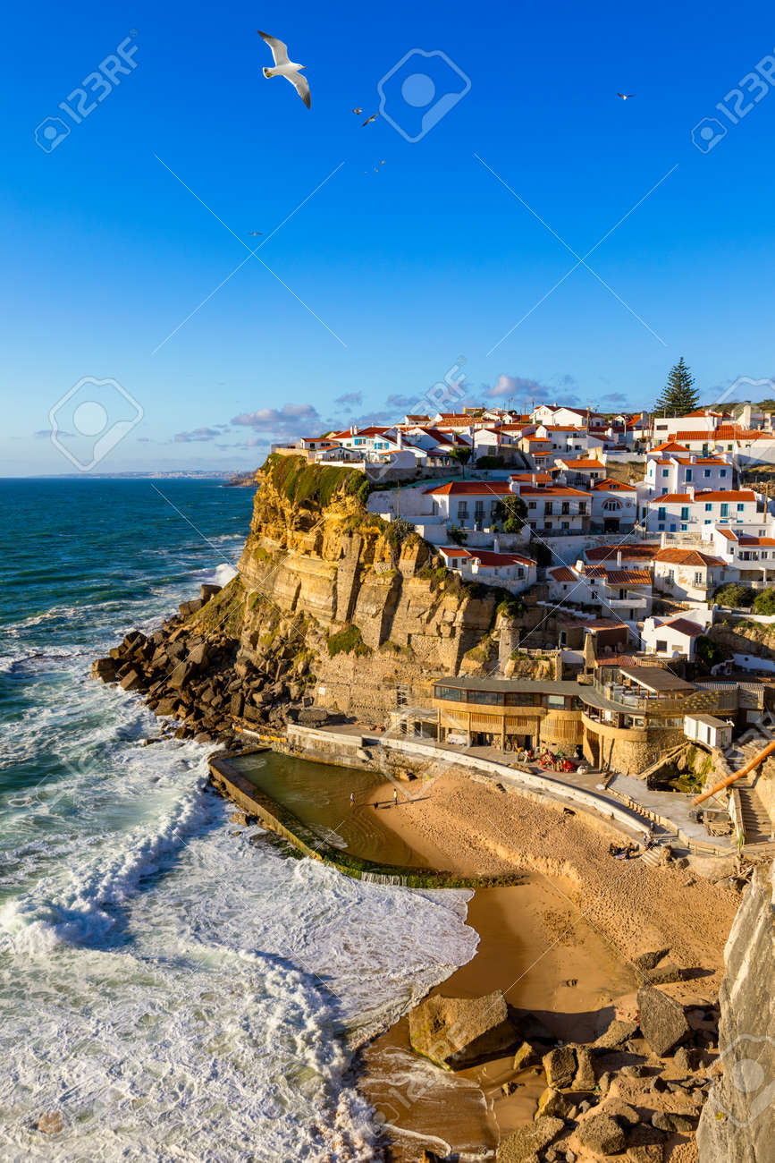 Azenhas do Mar is a seaside town in the municipality of Sintra, Portugal. Close to Lisboa. Azenhas do Mar white village, cliff and ocean, Sintra, Portugal. Azenhas Do Mar, Sintra, Portugal. - 168255346 Azenhas do Mar is a seaside town in the municipality of Sintra, Portugal. Close to Lisboa. Azenhas do Mar white village, cliff and ocean, Sintra, Portugal. Azenhas Do Mar, Sintra, Portugal. - 168255346