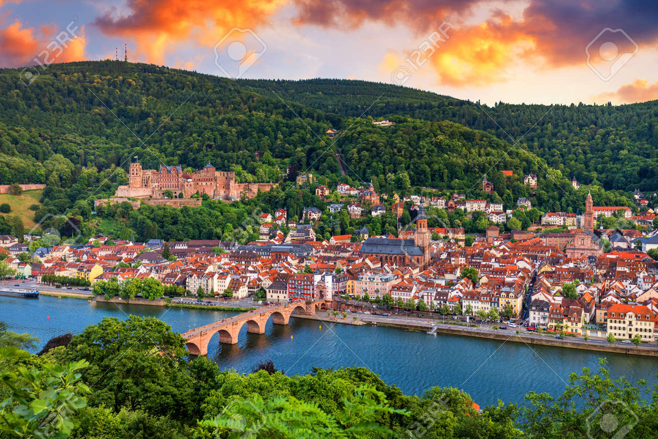 Landmark and beautiful Heidelberg town with Neckar river, Germany. Heidelberg town with the famous Karl Theodor old bridge and Heidelberg castle, Heidelberg, Germany. - 168255578 Landmark and beautiful Heidelberg town with Neckar river, Germany. Heidelberg town with the famous Karl Theodor old bridge and Heidelberg castle, Heidelberg, Germany. - 168255578