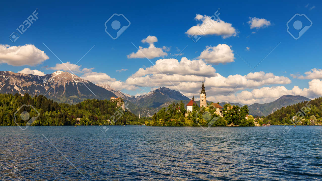 Lake Bled with St. Marys Church of Assumption on small island. Bled, Slovenia, Europe. The Church of the Assumption, Bled, Slovenia. The Lake Bled and Santa Maria Church near Bled, Slovenia. - 168255780 Lake Bled with St. Marys Church of Assumption on small island. Bled, Slovenia, Europe. The Church of the Assumption, Bled, Slovenia. The Lake Bled and Santa Maria Church near Bled, Slovenia. - 168255780
