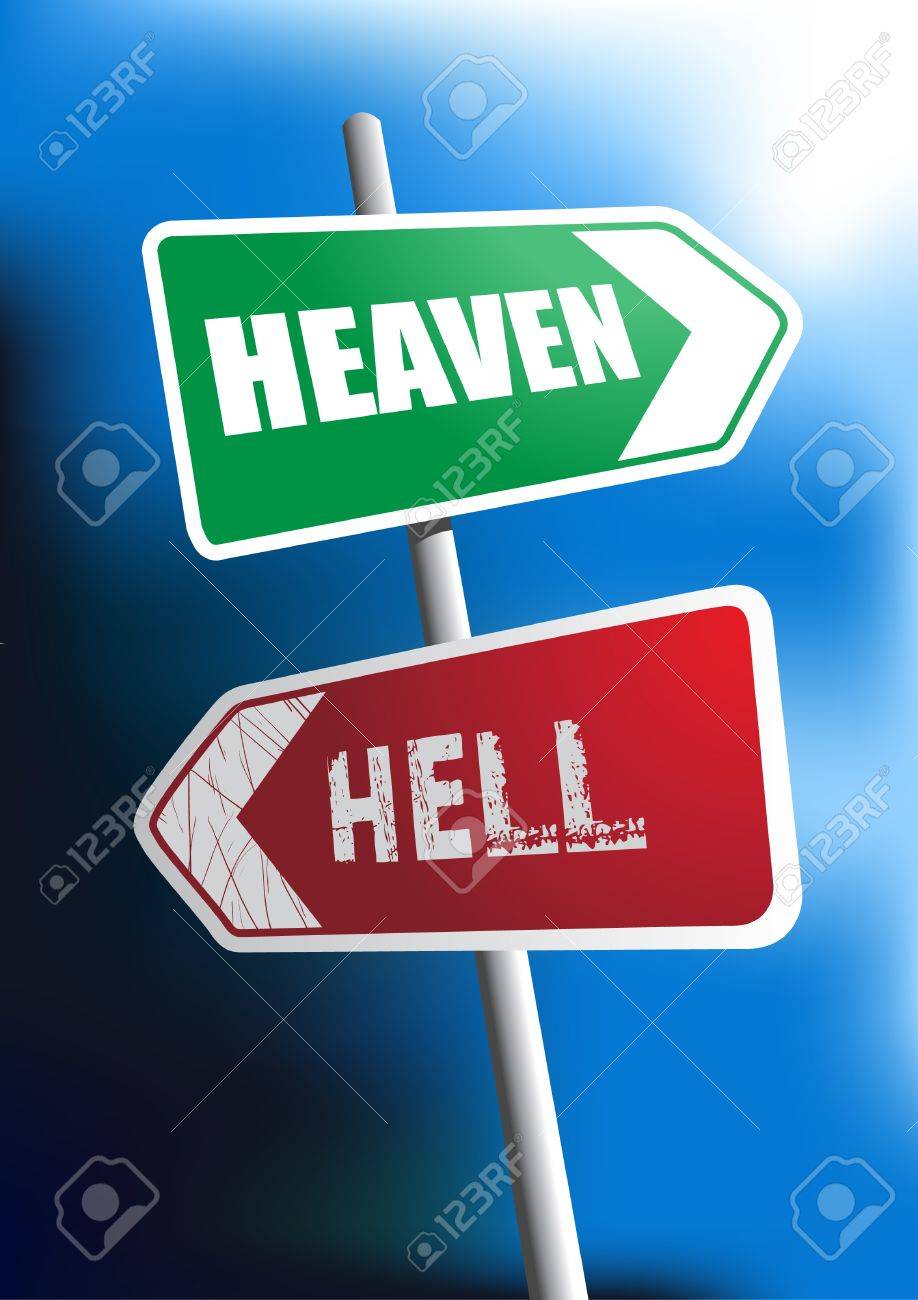 Image Of Signboard Showing The Direction To Heaven And Hell Royalty Free Cliparts Vectors And Stock Illustration Image