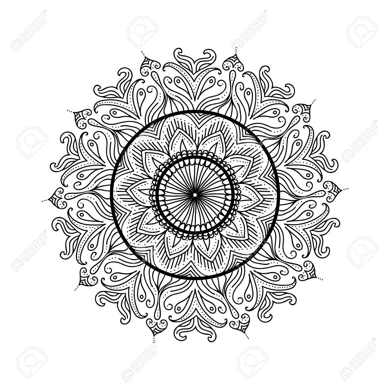 Beautiful Mandala Abstract Ornamental Vintage Coloring Page Template Vector Illustration Stock