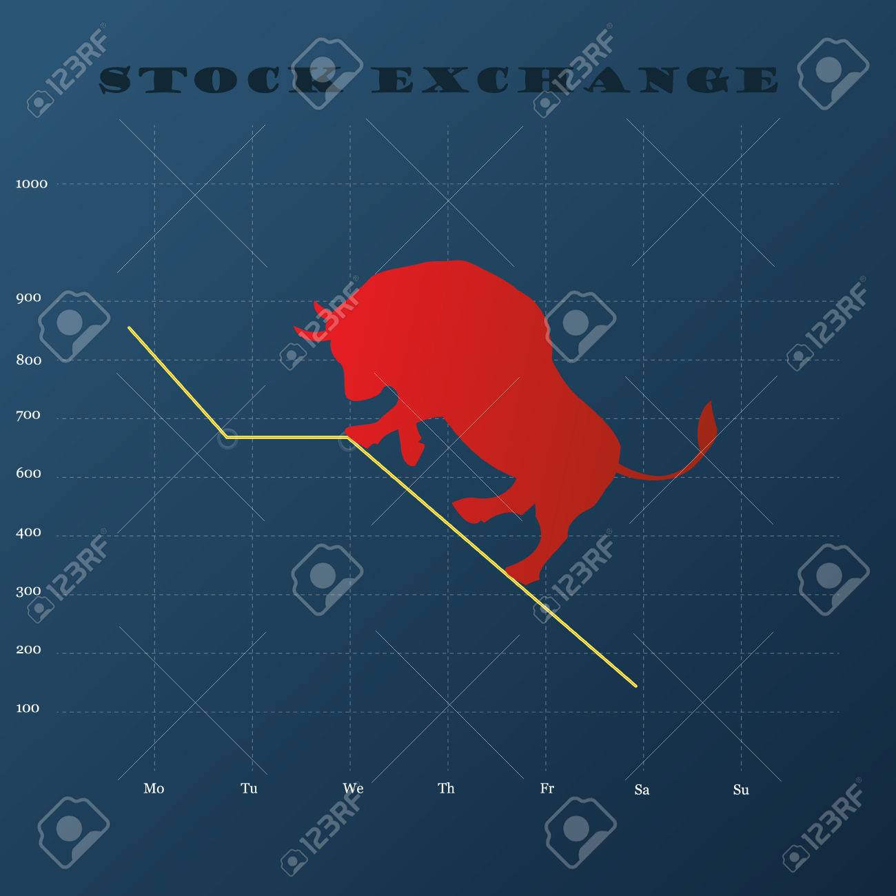 stock exchange design with red bull and graph royalty free cliparts