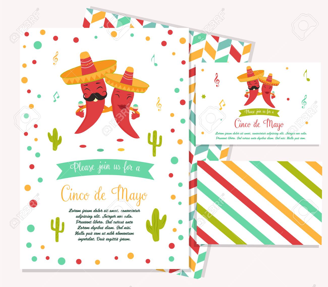 cinco de mayo poster template with bright mexican characters