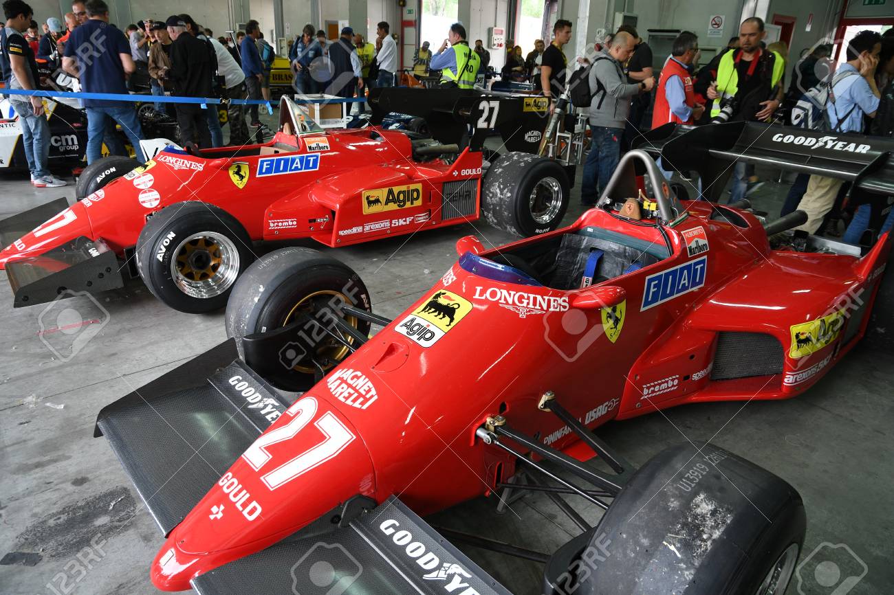 6 May 18 Unknown Run With Historic 1984 Ferrari F1 Car Model 126 C4 Ex Michele Alboreto Rena C Arnoux During Minardi Historic Day 18 In Imola Circuit In Italy Stock Photo
