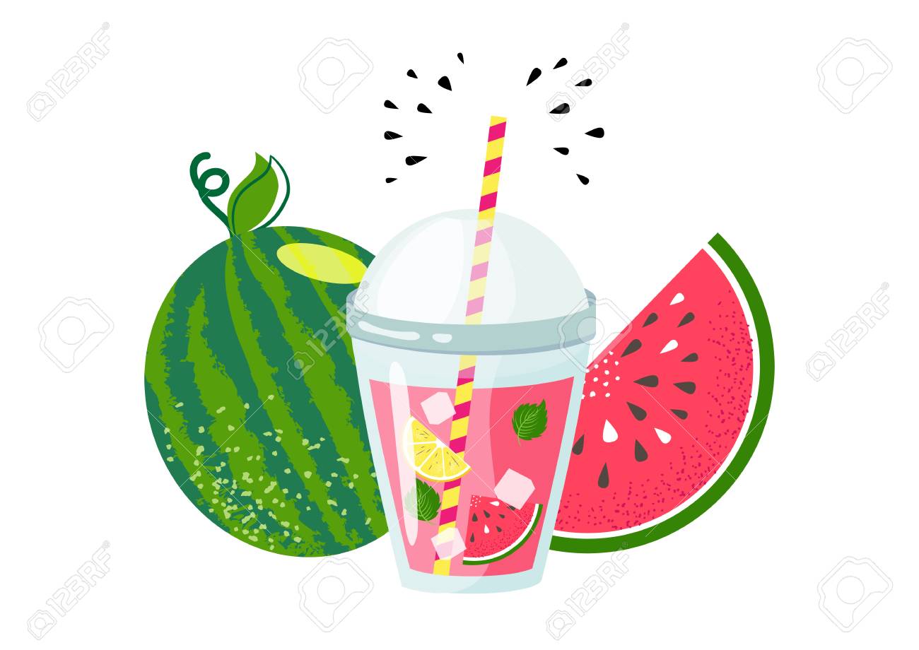 Download Vector Illustration Of Watermelon Lemonade In Glass With Lemon Royalty Free Cliparts Vectors And Stock Illustration Image 106247233