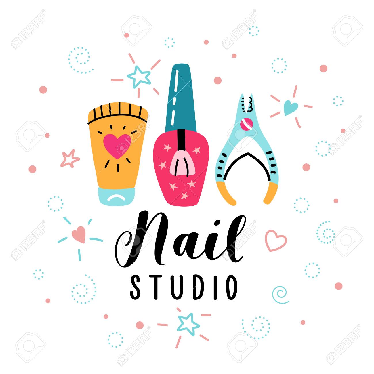 Nail Salon Logo Manicure Studio Vector Sign Nail Polish Or