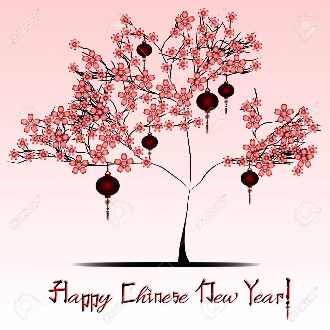 greeting postcard with sakura