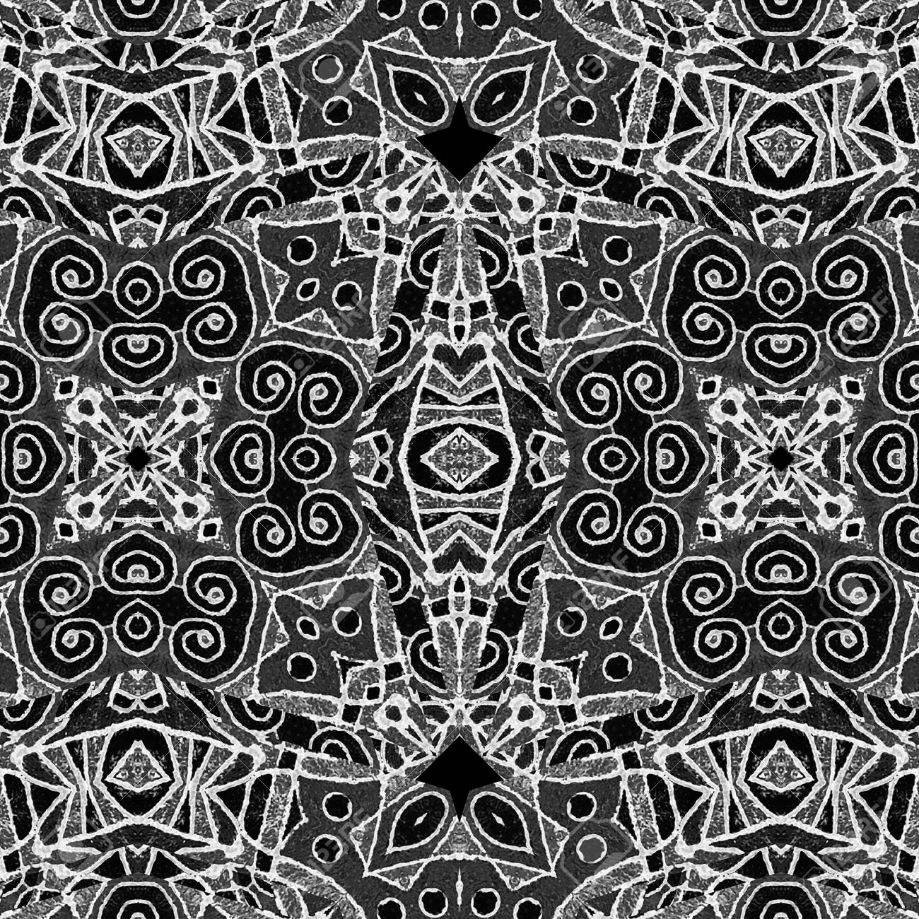 Immagini Stock Stile Arte Digitale Moderno Geometrica Tribale Astratta Intricato Pattern In Tonalita Bianco E Nero Image