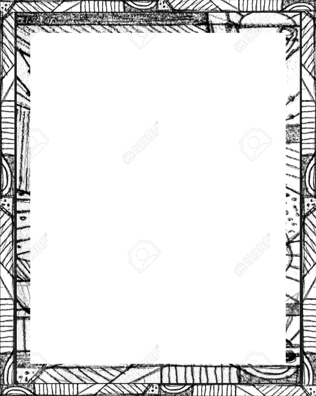 white frame background with decorated scribble design borders stock newsletter borders