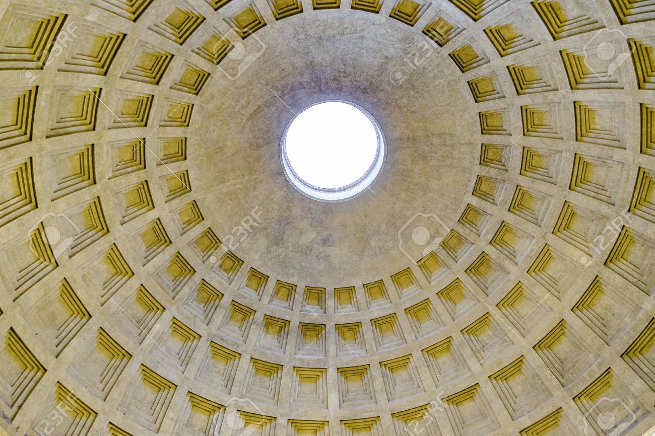 Interior Architectural Detail View Of Coffered Ceiling Roman