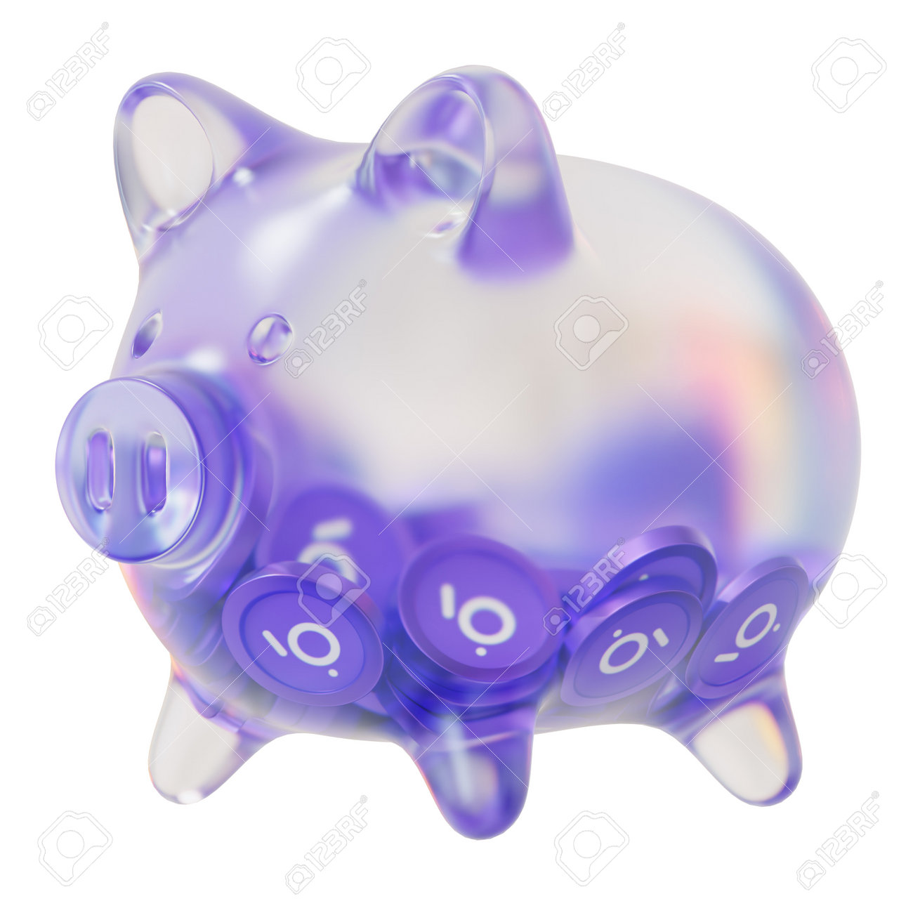 The Graph (GRT) Clear Glass Piggy Bank With Decreasing Piles Of Crypto Coins.  Saving Inflation, Financial Crisis, And Losing Money Concept. 3d  Illustration Stock Photo, Picture and Royalty Free Image. Image 198642590.