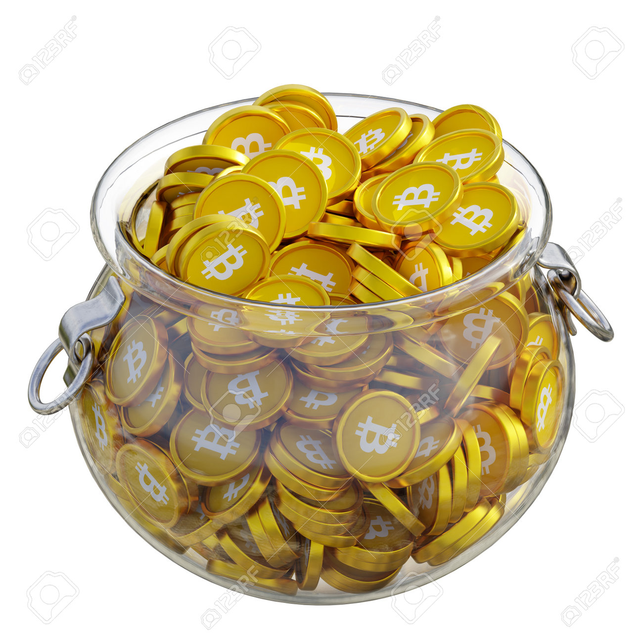 Bitcoin Gold BTG In 3D Crypto Coin Saving Bank With Stack Coins On Isolated  Background. Save Money Financial Earning Management Cost Reduction Deposit  Economy Glass Pot 3d Render. Illustration Stock Photo, Picture