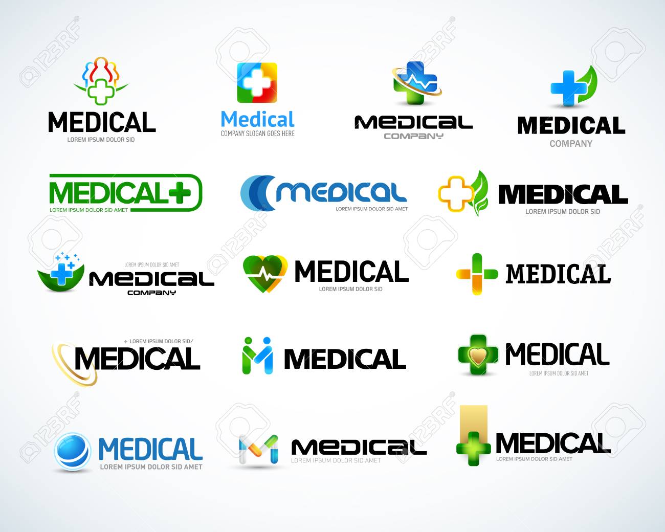 medical and health logo design templates set medical pharmacy pharmacy templates
