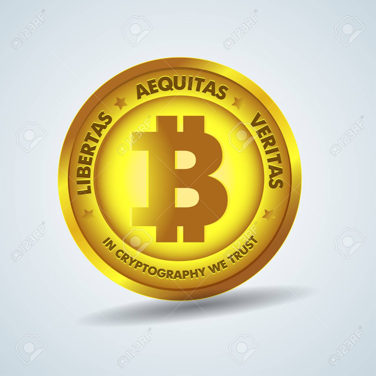 フィンテックネットバンキングとブロックチェーンコンセプトのためのリアルな3Dゴールデンビットコインコインベクトルイラスト。ゴールデンビットコイン マネー、インターネットファイナンスコインのイラスト素材・ベクター Image 106196512