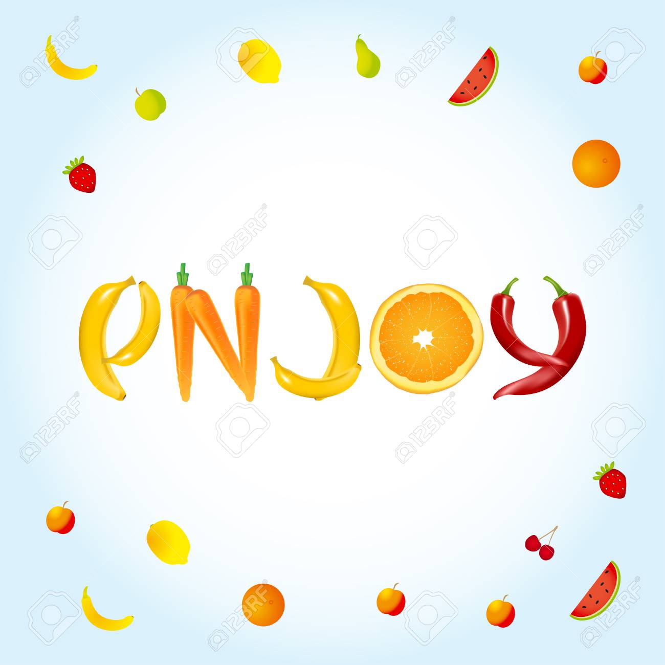 enjoy food letters banner or advertisement template fruits advertisement template word