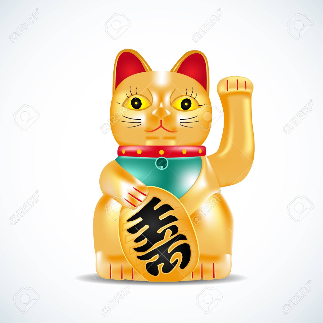 6/" Japanese Ceramic Golden Lucky Cat Statue