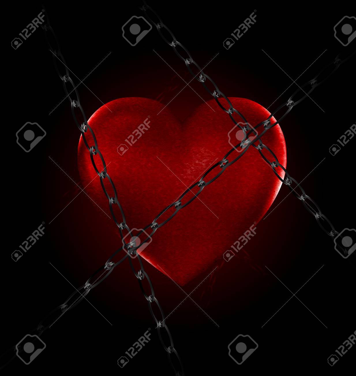 Dunkel Und Ein Grosses Rotes Herz Stein Mit Einer Schwarzen Kette Lizenzfrei Nutzbare Vektorgrafiken Clip Arts Illustrationen Image 44812032