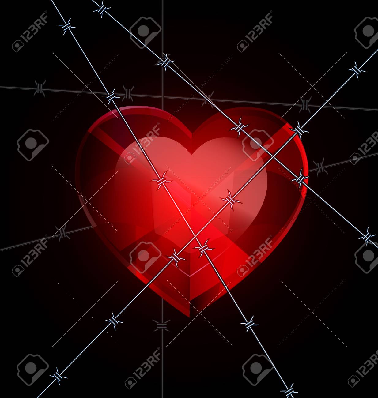 Dunkel Und Ein Grosses Rotes Herz Kristall Mit Draht Lizenzfrei Nutzbare Vektorgrafiken Clip Arts Illustrationen Image 44812037