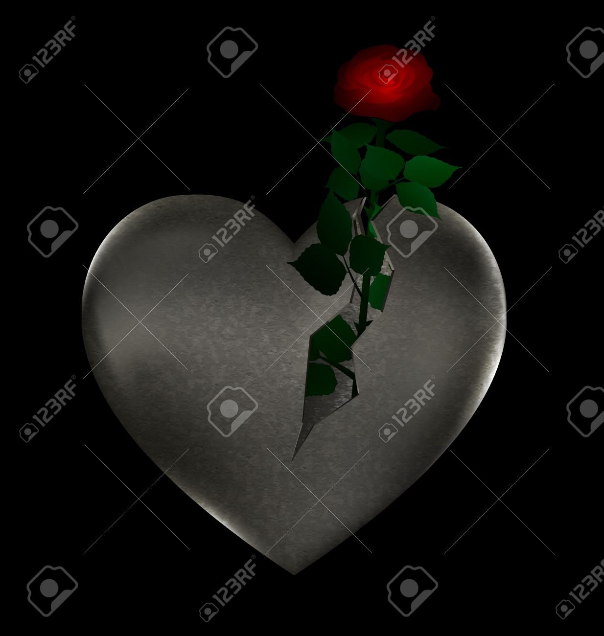 Grossen Stein Gebrochenes Herz Mit Rose Im Inneren Lizenzfrei Nutzbare Vektorgrafiken Clip Arts Illustrationen Image 44812168