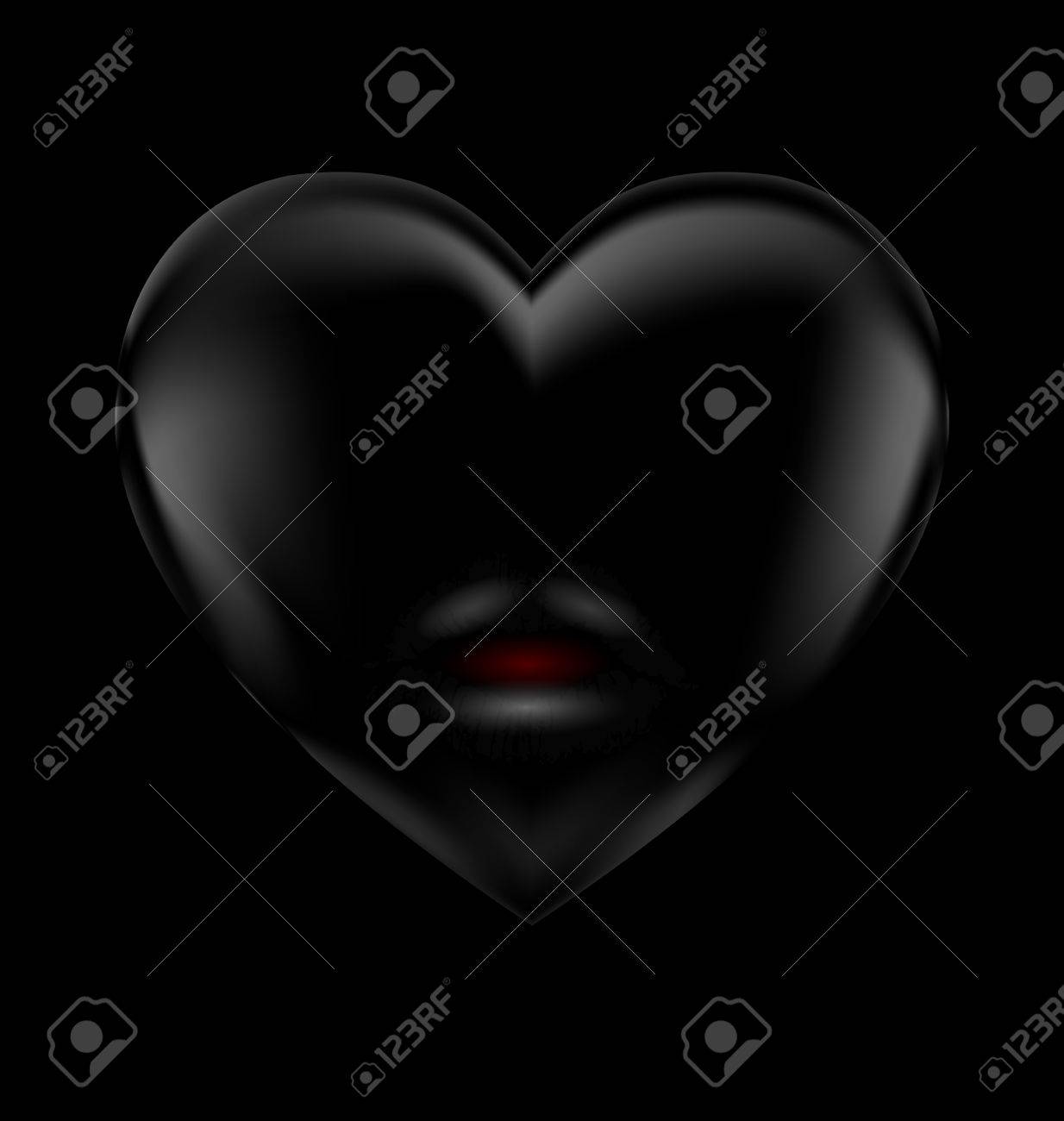Dunklem Hintergrund Und Die Grosse Schwarze Herz Mit Den Lippen Lizenzfrei Nutzbare Vektorgrafiken Clip Arts Illustrationen Image 52955987