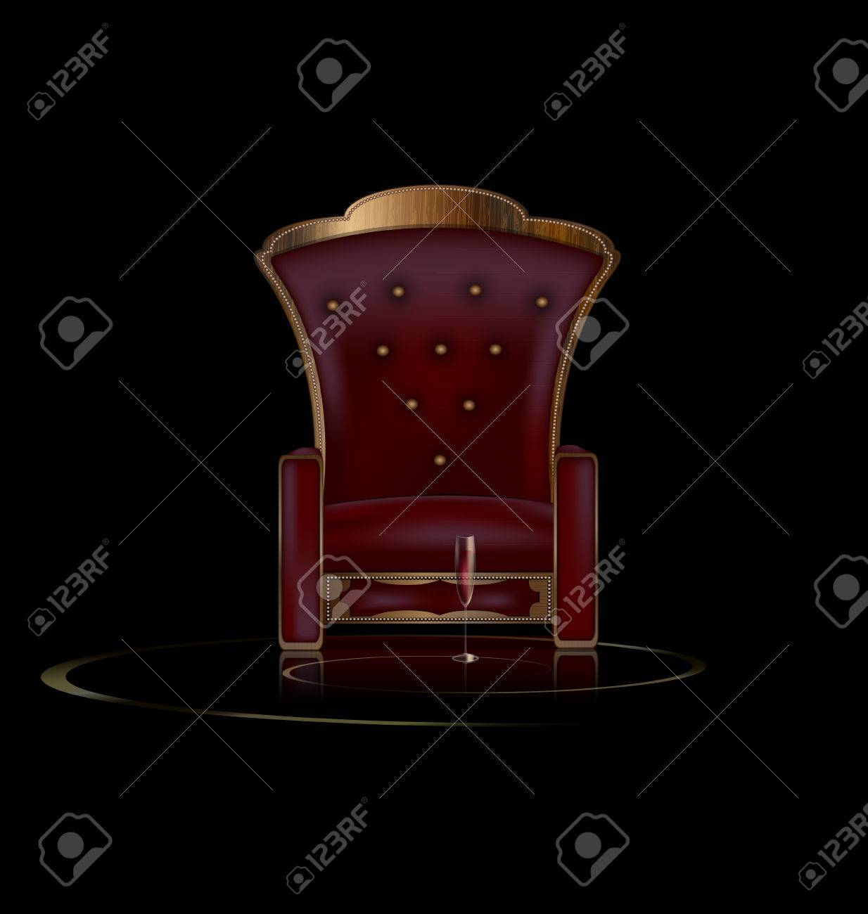 El Amplio Sillón En El Cuarto Oscuro Con Un Vaso De Vino ... El Amplio Sillón En El Cuarto Oscuro Con Un Vaso De Vino ...