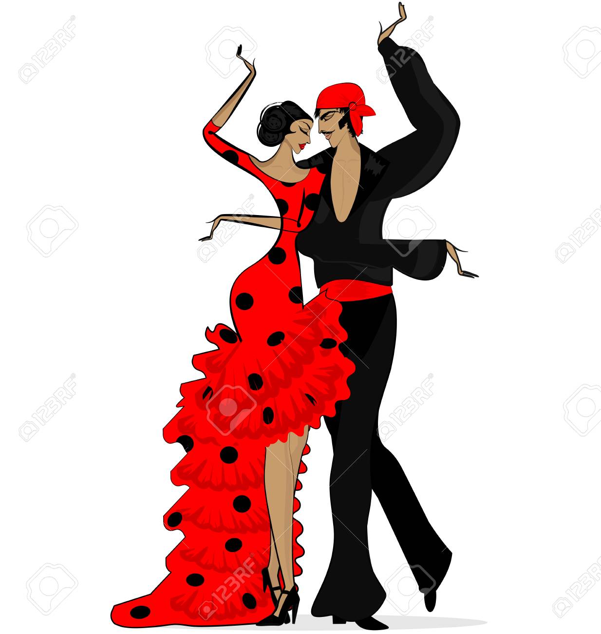 Abstract Flamenco Couple In Dark Red Royalty Free Cliparts Vectors And Stock Illustration Image