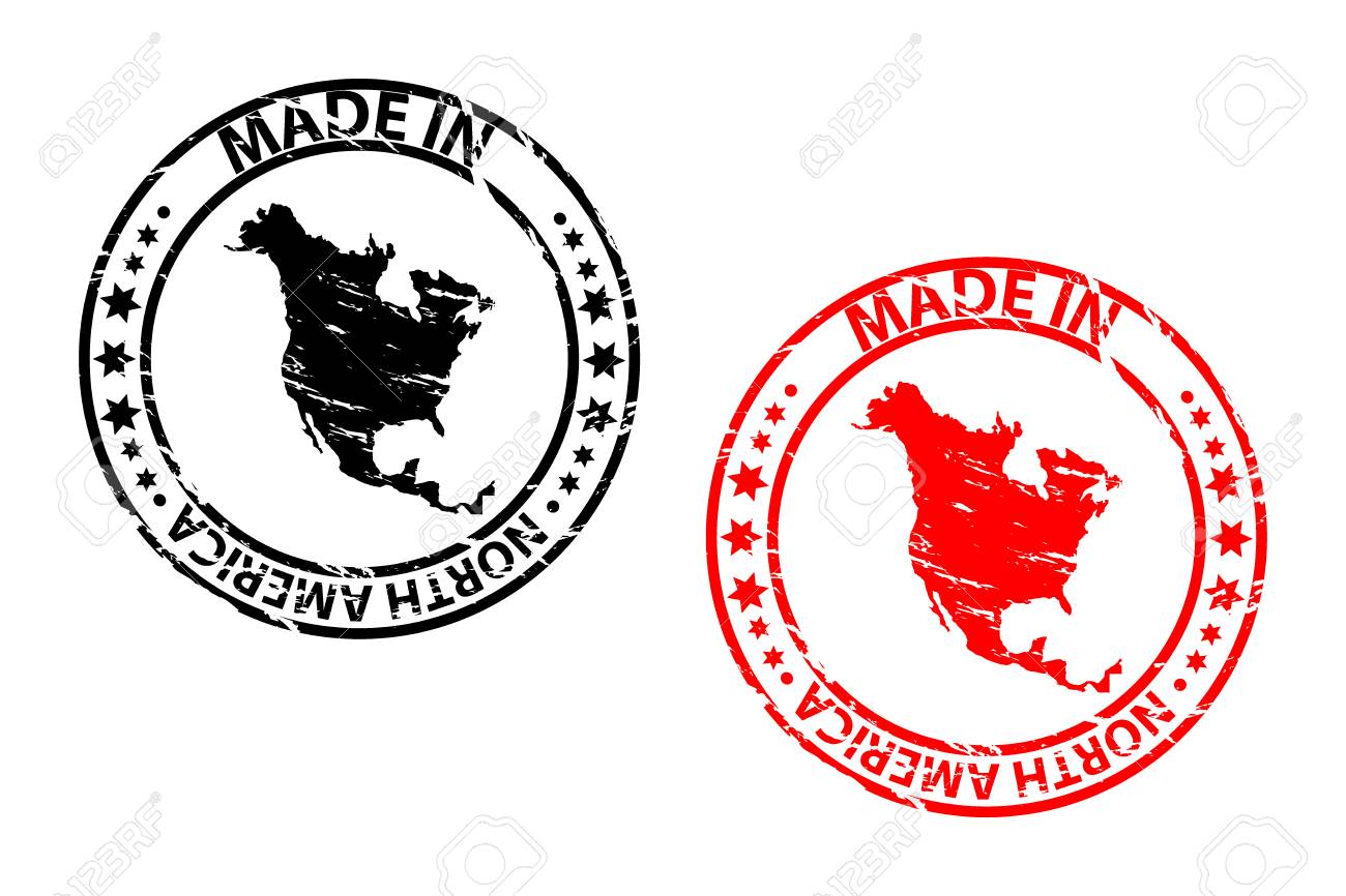 made in north america rubber stamp vector north america